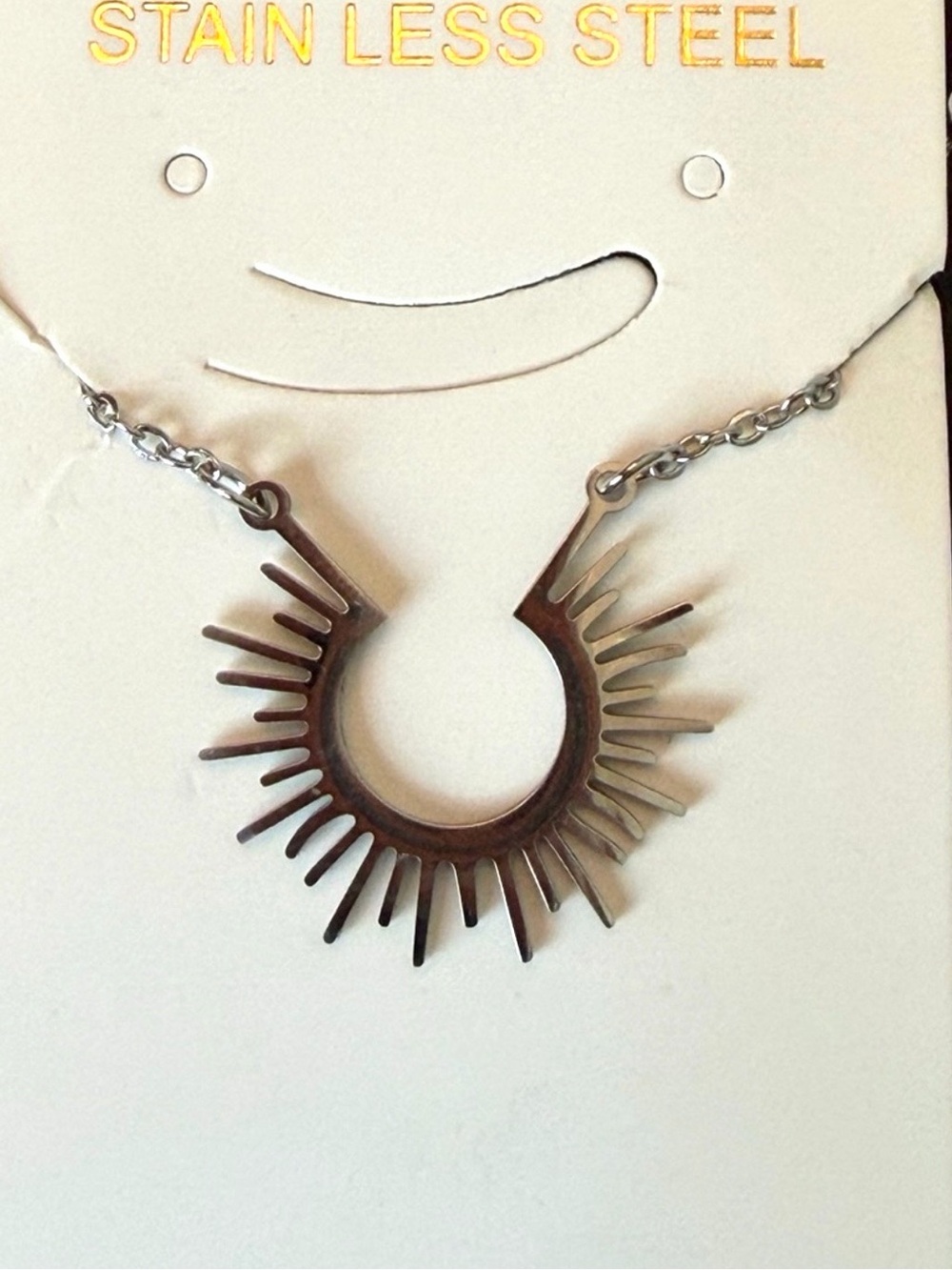 Stainless Steel Sunburst Statement Necklace | Modern Minimalist